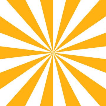 Vibrant yellow and white sunburst pattern background. Sunburst sunshine wavy stripes yellow color background design. Burst sunrise sunbeam element spiral striped sunray template.  Candy geometric radi