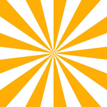 Vibrant yellow and white sunburst pattern background. Sunburst sunshine wavy stripes yellow color background design. Burst sunrise sunbeam element spiral striped sunray template.  Candy geometric radi