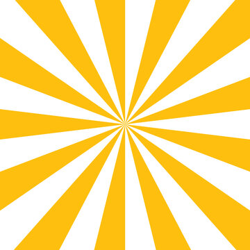 Vibrant yellow and white sunburst pattern background. Sunburst sunshine wavy stripes yellow color background design. Burst sunrise sunbeam element spiral striped sunray template.  Candy geometric radi
