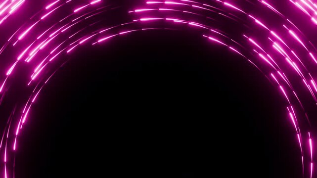 Glowing pink particles moving in a loop in an arch for Valentines Day or love card design 3d render