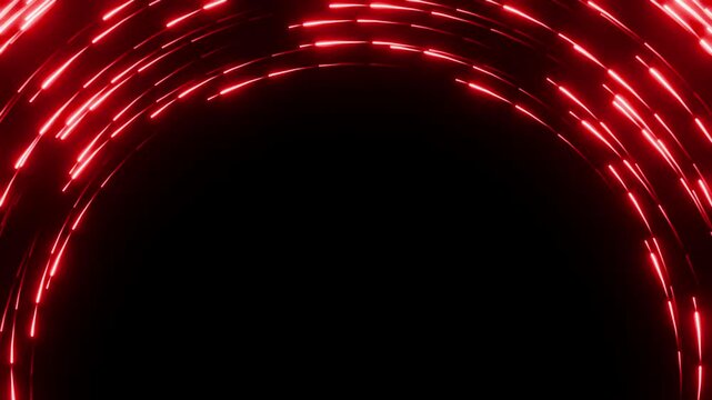 Shining red laser lines shimmer in arch shape for red carpet ceremony and show decoration 3d render