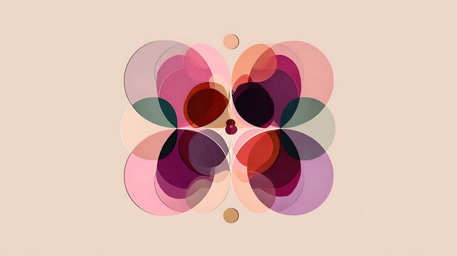 Pink and purple petals with green centers arranged in circular pattern on white background