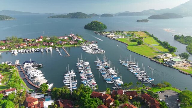 Aerial view of the Marina Bracuhy near the town of Angra dos Reis in Brazil