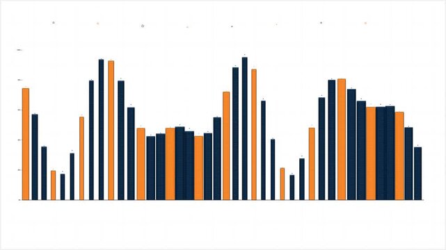 Animated Business Bar Chart Data Visualization with Fluctuating Blue and Orange Columns on White