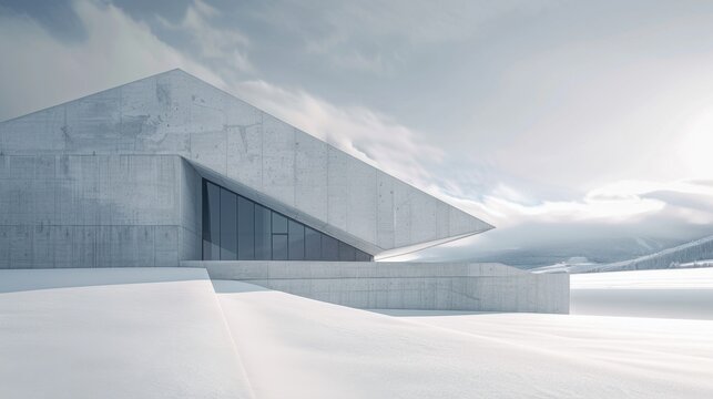 Canon EOS R5 captures modern museum in snowy landscape
