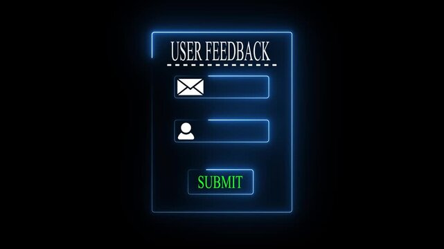 Blue user feedback interface concept on the transparent background. Perfect for UX review, online comment form and digital user response animation 4k video.