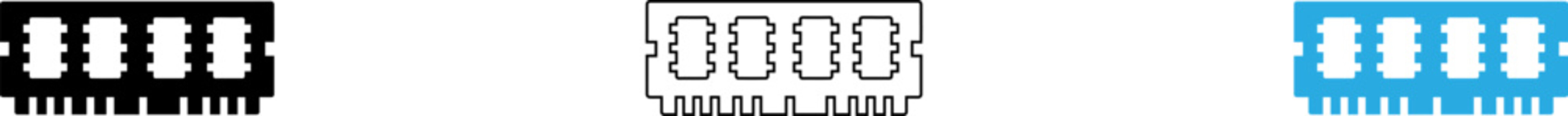 Modern computer ram memory modules set with different colors isolated on transparent background, Vector