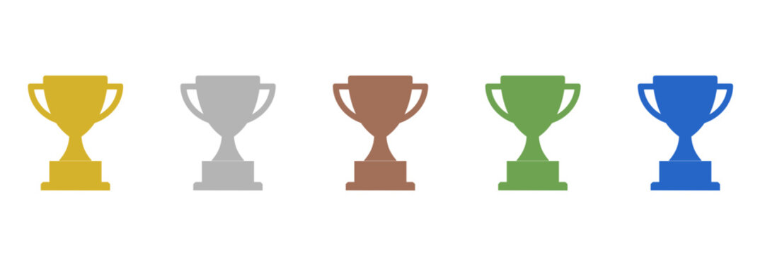 Trophy cup icons set 