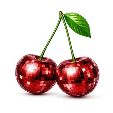 Glossy disco cherries with leaf