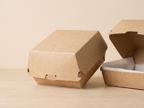 Eco-Friendly Kraft Paper Food Boxes for Takeout Packaging Mockup