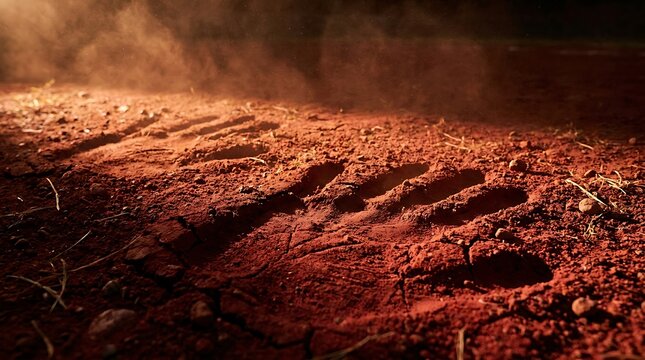 Prehistoric Handprints Imprinted in a Red Soil Arena