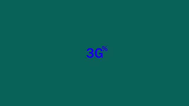  Animation Blue  3G Percent Text Icon on Teal Blue Background Motion Graphic for Mobile Network, Speed Test, Data Connection, and Tech Interface 4k stock video.