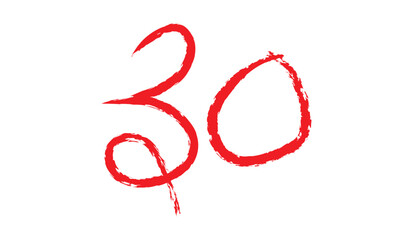 Fototapeta premium red brush 30 number icon vector