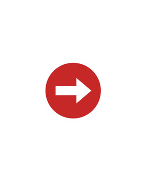 Crimson Red Circle with Solid Arrow Head