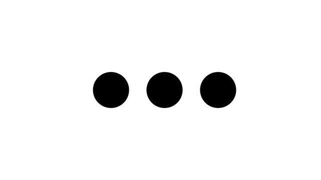 Loading bar 3 dots looping progress icon on white background. Loading is indicated by a dot sign animation.