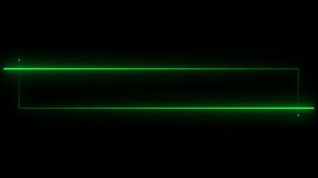 Glowing Green Neon Rectangular Border Line Motion Graphic Animation Loop on Black Background for Modern Cyber Tech Lower Third Banner Title Box Gaming Frame and Text Overlay