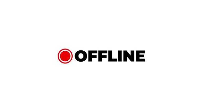 Showing a small red blinking dot beside the white OFFLINE text indicating an inactive or disconnected status on white background.