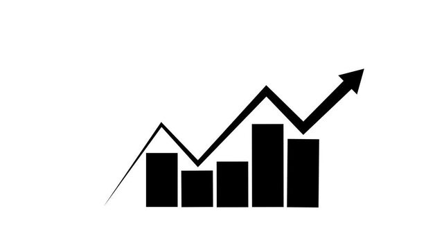 Statistics bars columns growth, arrow up. Finance, Bar graph going up, Profit concept, positive increase chart. growth chart arrow analytics icon.
