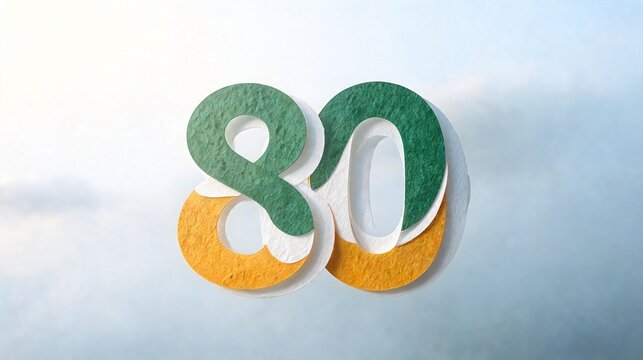 80th Indian Independence Day Number Isolated on White Background