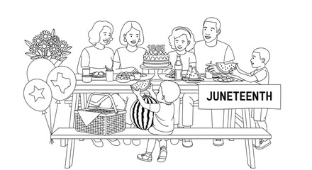 Obraz premium Juneteenth Celebration Family Picnic Coloring Page