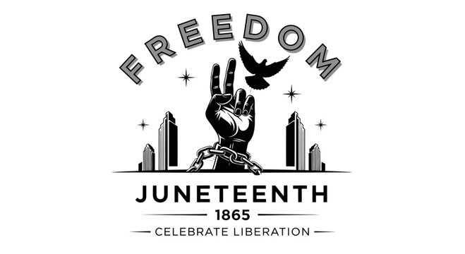 Juneteenth Celebration Freedom Design with Hand and Broken Chains