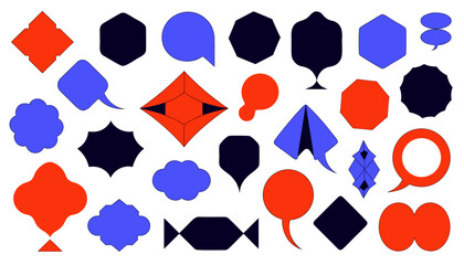 Fototapeta premium Modern Abstract Speech Bubble Collection – Creative Geometric Chat Shapes Editable Vector Set