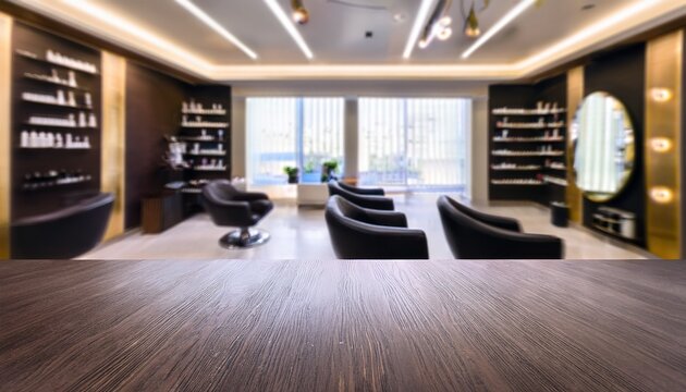 blurred modern luxury hair salon interior background
