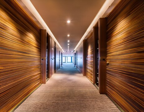 blurred modern luxury hotel corridor interior