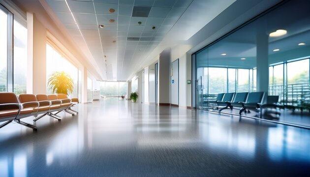 blurred modern medical office waiting room interior