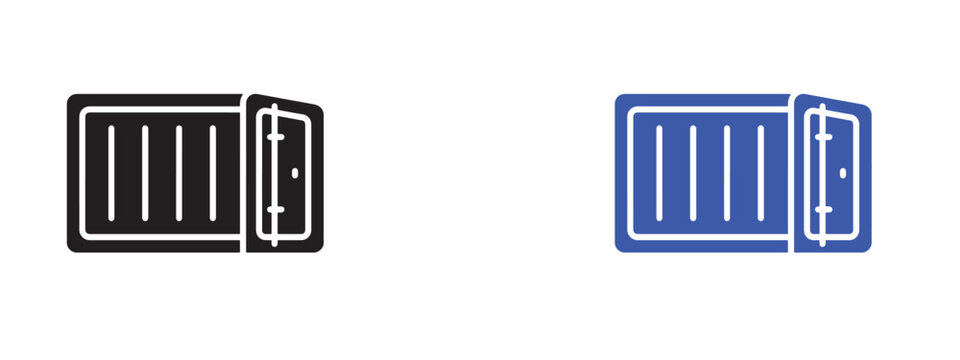 Shipping container icon set for logistics and freight services