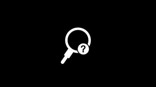 Minimalist magnifying glass with question mark animation for search and inquiry concepts investigation