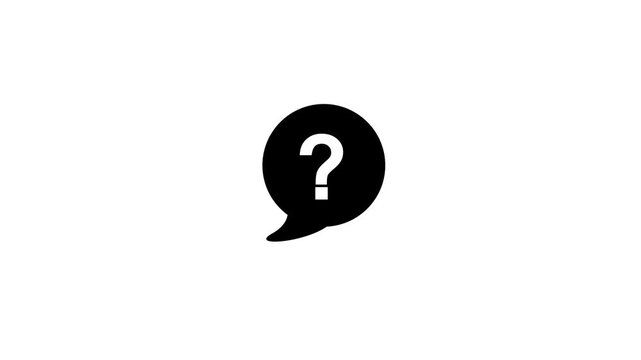 Minimalist question mark animation in speech bubble for faq and support concepts