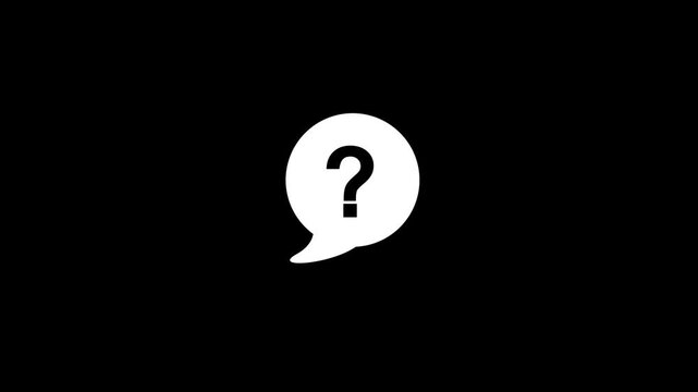 Animated question mark speech bubble minimalist black and white for faq and customer support communication