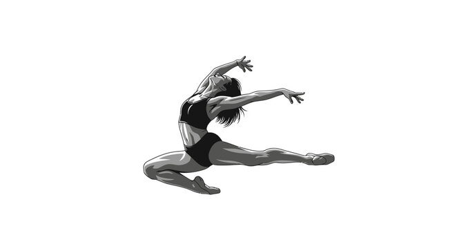 Dynamic Contemporary Dancer Leaping in Monochrome