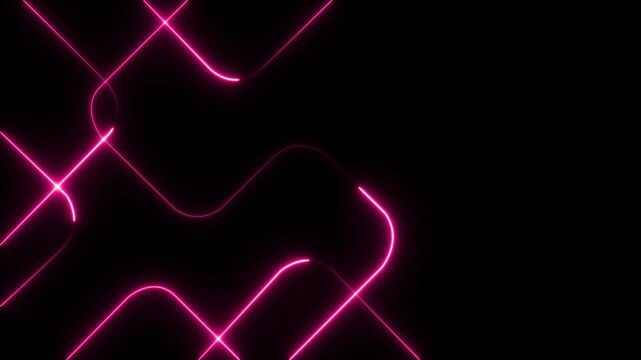 Neon pink glowing rounded square lines abstract motion background