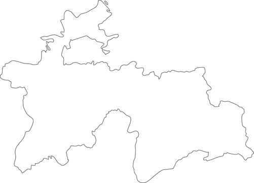 Map of Tajikistan Stroke Outline Transparent Editable Vector.