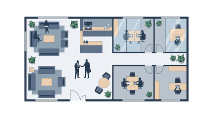 Fototapeta premium Vector illustration of a modern office floor plan design