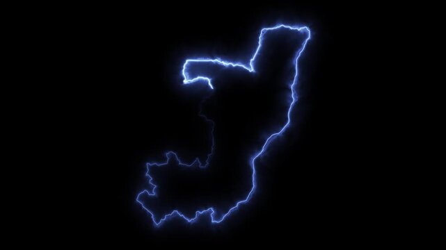 Glowing CONGO Neon Map Motion Graphics isolated on Dark Background