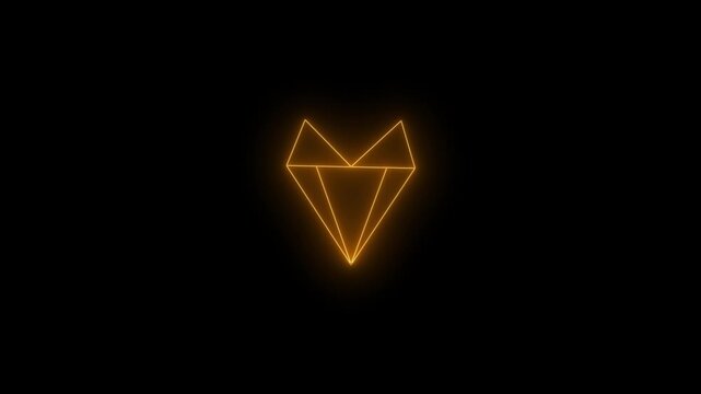 Glowing Neon Geometric Fox Head Line Icon.4 k..