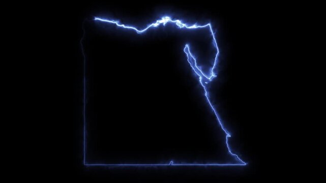 Glowing EGYPT Neon Map Motion Graphics isolated on Dark Background