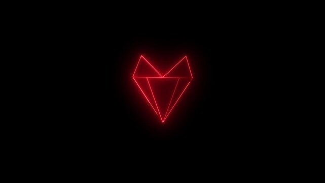 Glowing Neon Geometric Fox Head Line Icon.4 k..