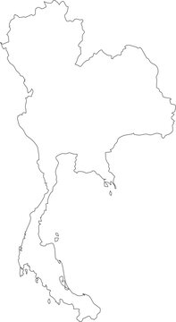 Map of Thailand Stroke Outline Transparent Editable Vector.