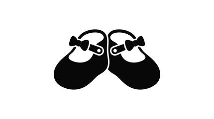 Fototapeta premium Baby booties black silhouette on a white background silhouette
