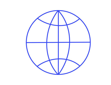 blue wireframe sphere globe icon png transparent background.