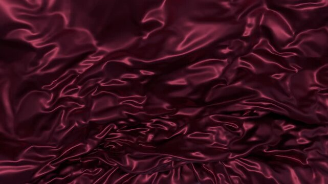 Animated cloth background, slow-motion falling satin fabric gathering and bunching up