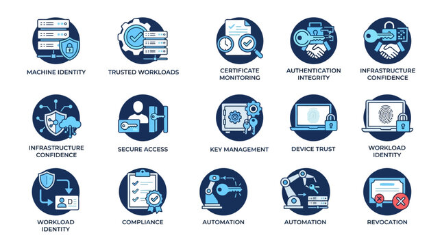 Cybersecurity and Technology Icons Set for Digital Security Concepts.