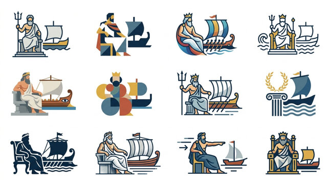 Ancient Greek Mythology Illustrated Character Collection.