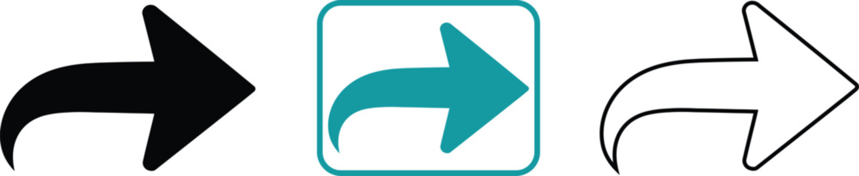 Share Arrow Icons Set, Vector Illustration of Forward, Redirection and Social Media Sharing Symbols