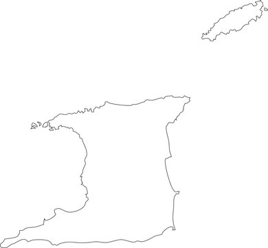 Map of Trinidad and Tobago Stroke Outline Transparent Editable Vector.