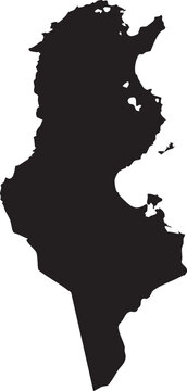 Map of Tunisia Solid Black Silhouette Editable Vector